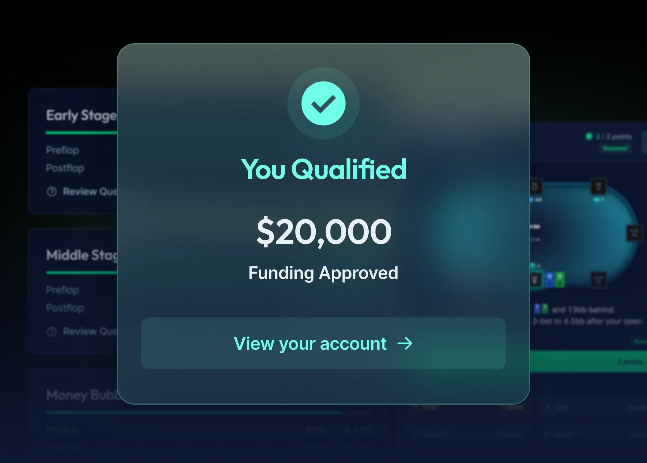 Funding-approved card showing you qualified